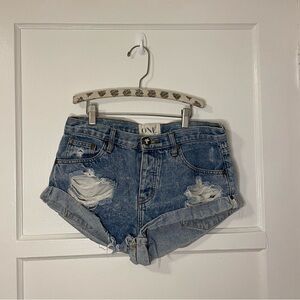 One Teaspoon Bandit Low Waisted Denim Shorts